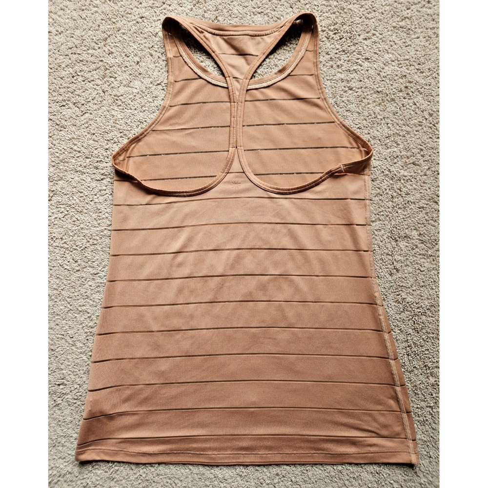 Athleta Womens XS Tank Too with Mesh Stripe Tan‎ Racerback Workout Running Yoga - Picture 2 of 8